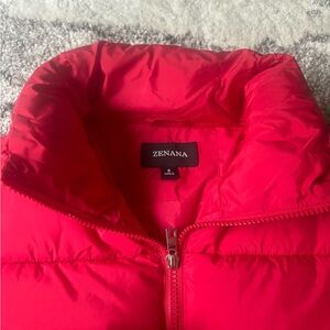 NWOT ZENANA puffer cost in a Lucious red!